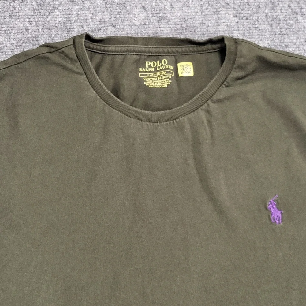 POLO Ralph Lauren Custom Slim Fit Jersey Crewneck T-Shirt Olive Green Size Large